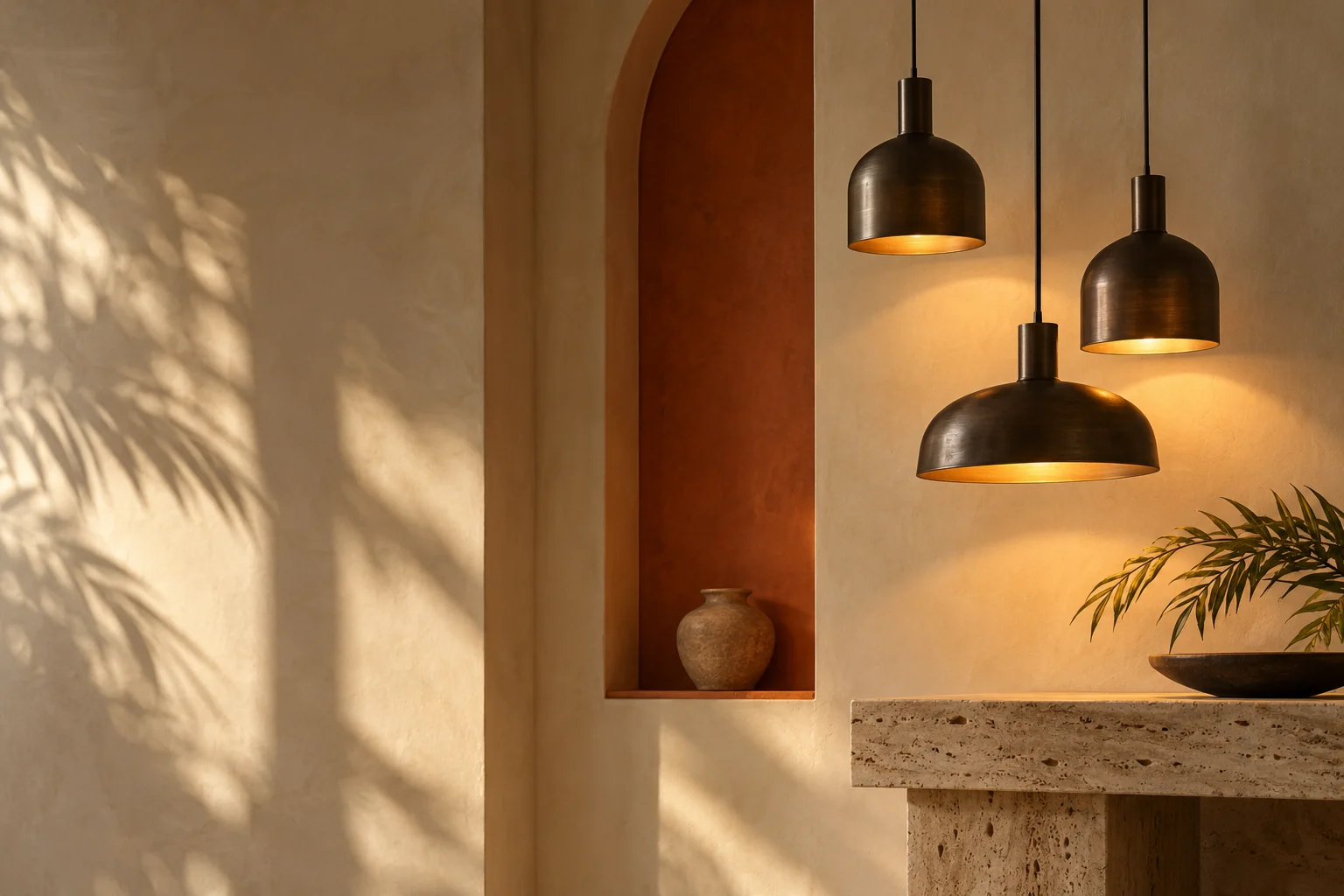 Warm pendant lighting in a contemporary home, a lighting inspiration scene